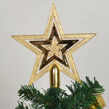 Kalėdų Medžio Apdaila Viršų Auksinė/Raudona Plastiko 10cm Pakabukas Penkerių-Pažymėjo Žvaigždutė