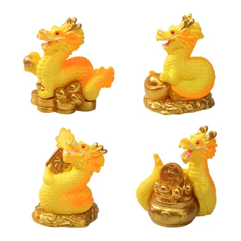 Naujųjų Metų Dragon Apdailos Dovana Miniatiūrinės Statulėlės Golden Dragon Micro Kraštovaizdžio Dekoro Dervos Dragon Papuošalai, Namų, Automobilių Puošimas