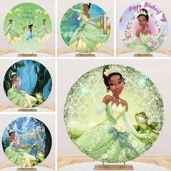 Mer, Princesė ir Varlė Turas Fone Gimtadienio Tema Apdailos Mergaitėms Šalis, Green Baby Shower Ratu Foto Fono Medžiaga