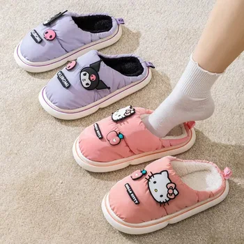 Kawaii Anime Cartoon Hello Kitty Mymelody Sanrio Tėvų-Vaikų Mielas Pusė-Pack Medvilnės Šlepetės Kuromi Cinnamoroll Medvilnės Batai